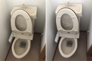 熊本市中央区E不動産1Kハウスクリーニングのトイレのビフォーアフター写真
