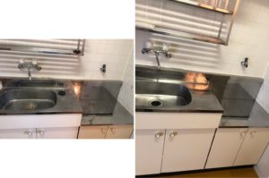 熊本市中央区E不動産1Kハウスクリーニングキッチンのビフォーアフター写真