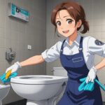 トイレクリーニングをしてる女性のイメージ画像