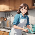 食器を洗ってる女性のイメージ画像