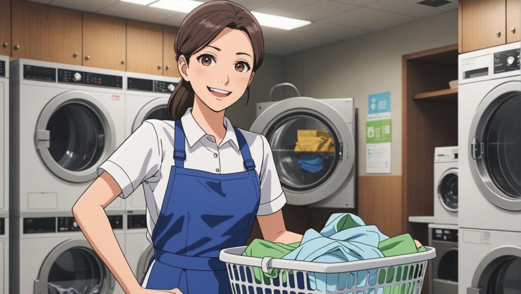 洗濯をしてる家事代行の女性スタッフのイメージ画像
