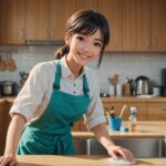 キッチンクリーニングをしてる女性のイメージ画像