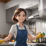 レンジフードの掃除をしてる女性のイメージ画像