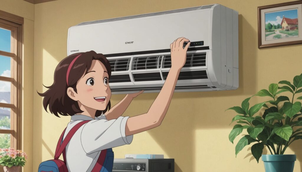 エアコンクリーニングをしてる女性のイメージ画像
