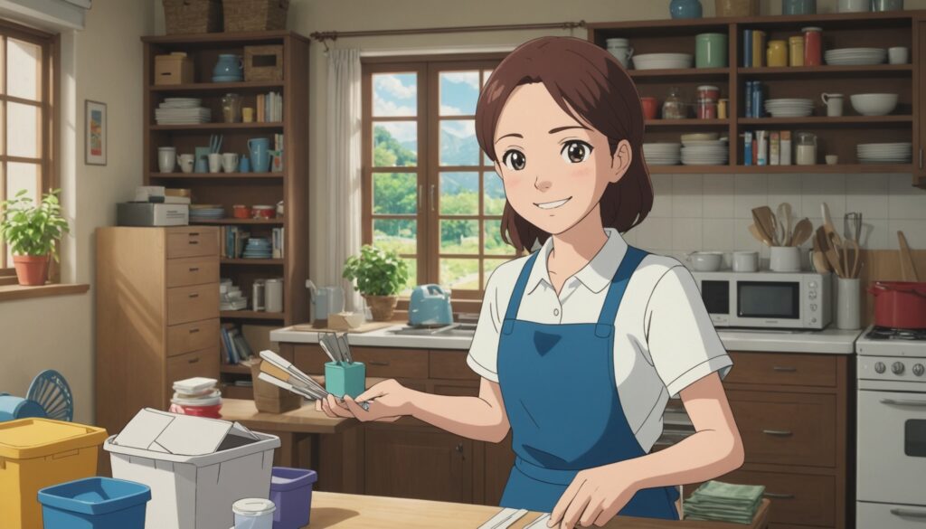 不用品回収をしてる女性のイメージ画像
