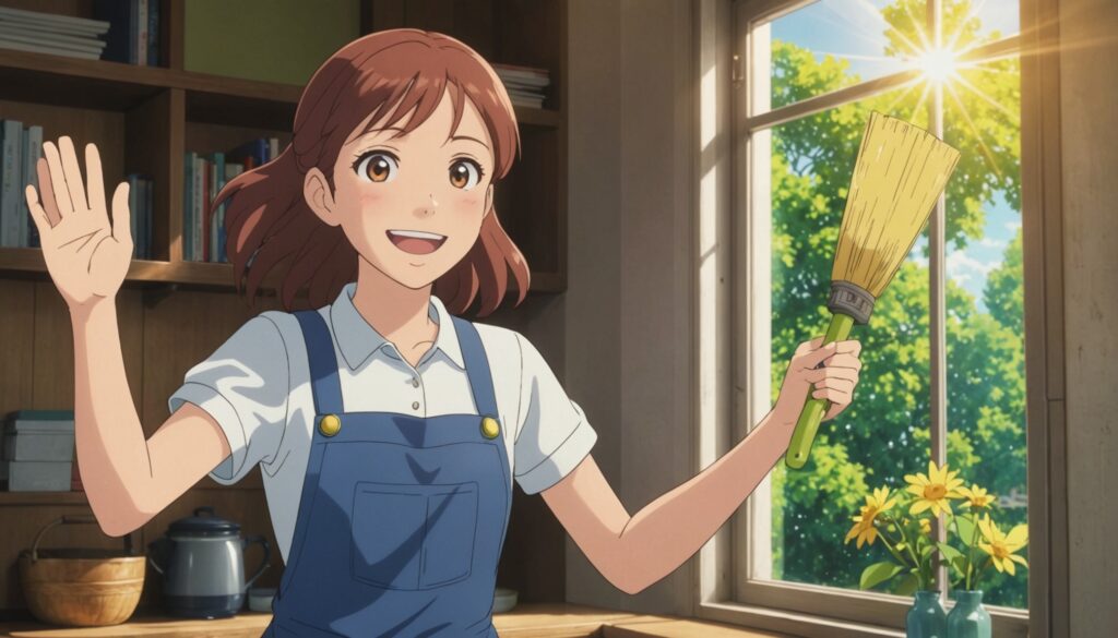 窓掃除をしてる女性のイメージ画像