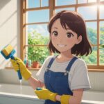 お風呂掃除をしてる女性のイメージ画像