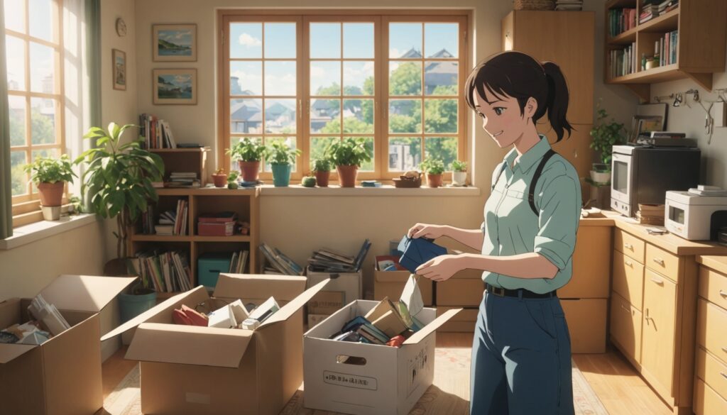 不用品回収をしてる女性のイメージ画像