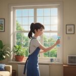 エアコン洗浄をしてる女性のイメージ画像