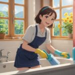 浴室掃除をしてる女性のイメージ画像