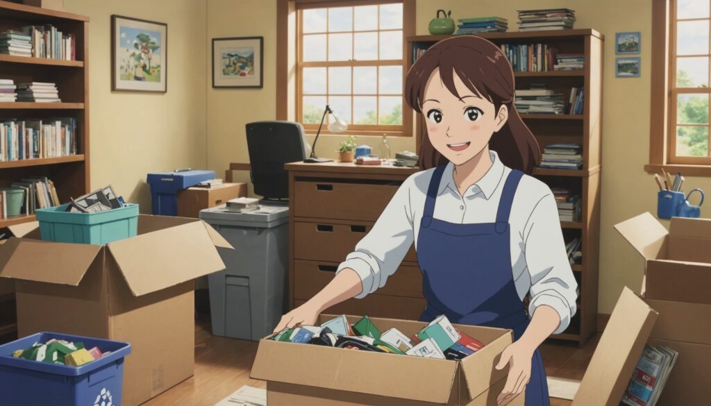 不用品回収をしてる女性のイメージ画像