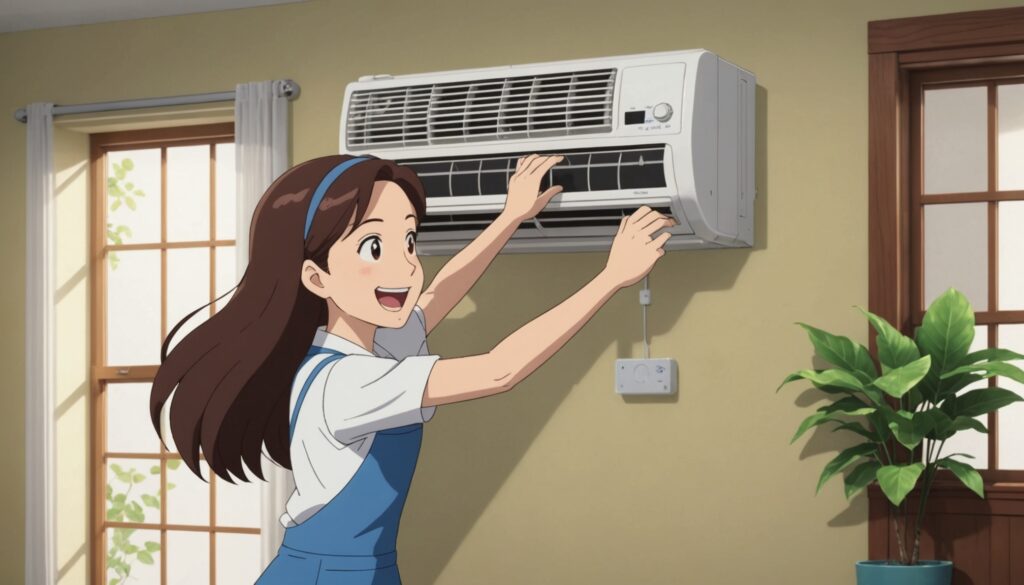 エアコンクリーニングをしてる女性のイメージ画像