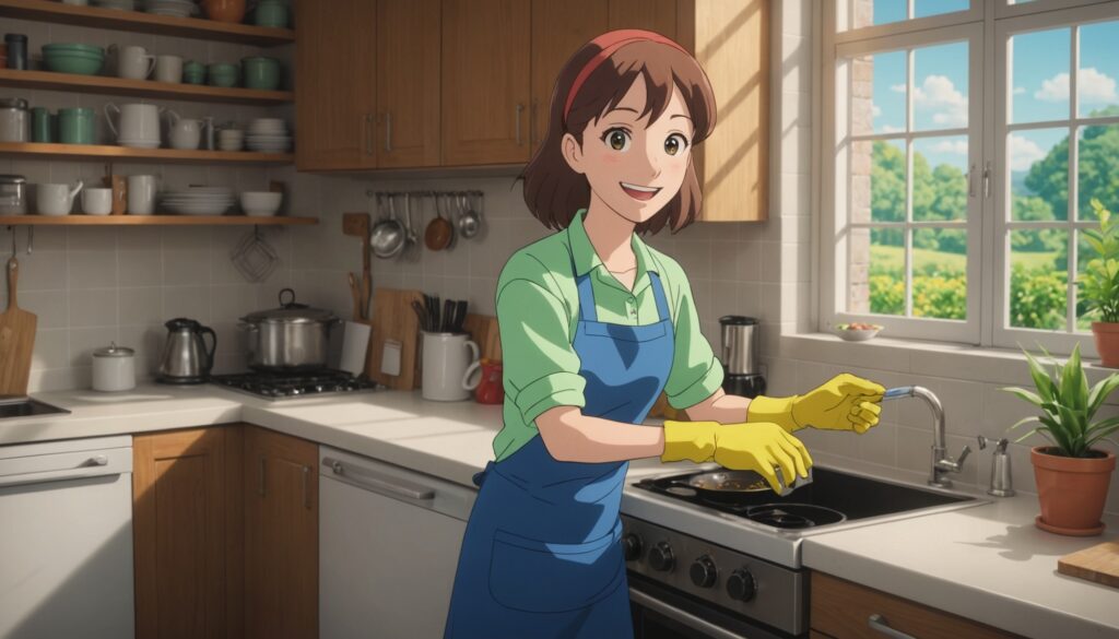 換気扇の掃除をしてる女性のイメージ画像
