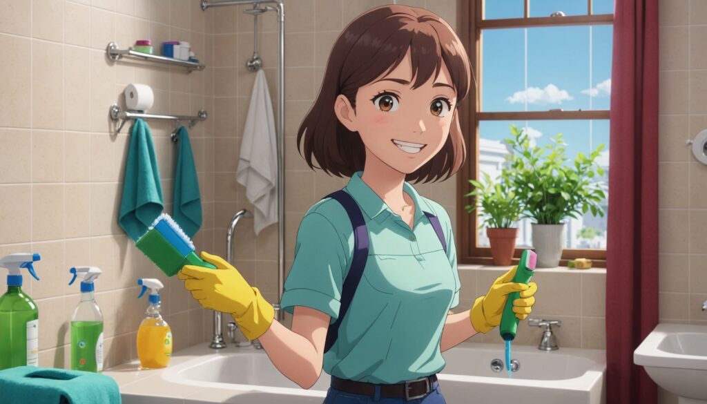 お風呂掃除をしてる女性のイメージ画像