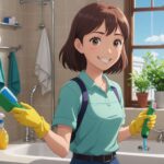 お風呂掃除をしてる女性のイメージ画像