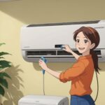 エアコンクリーニングをしてる女性のイメージ画像